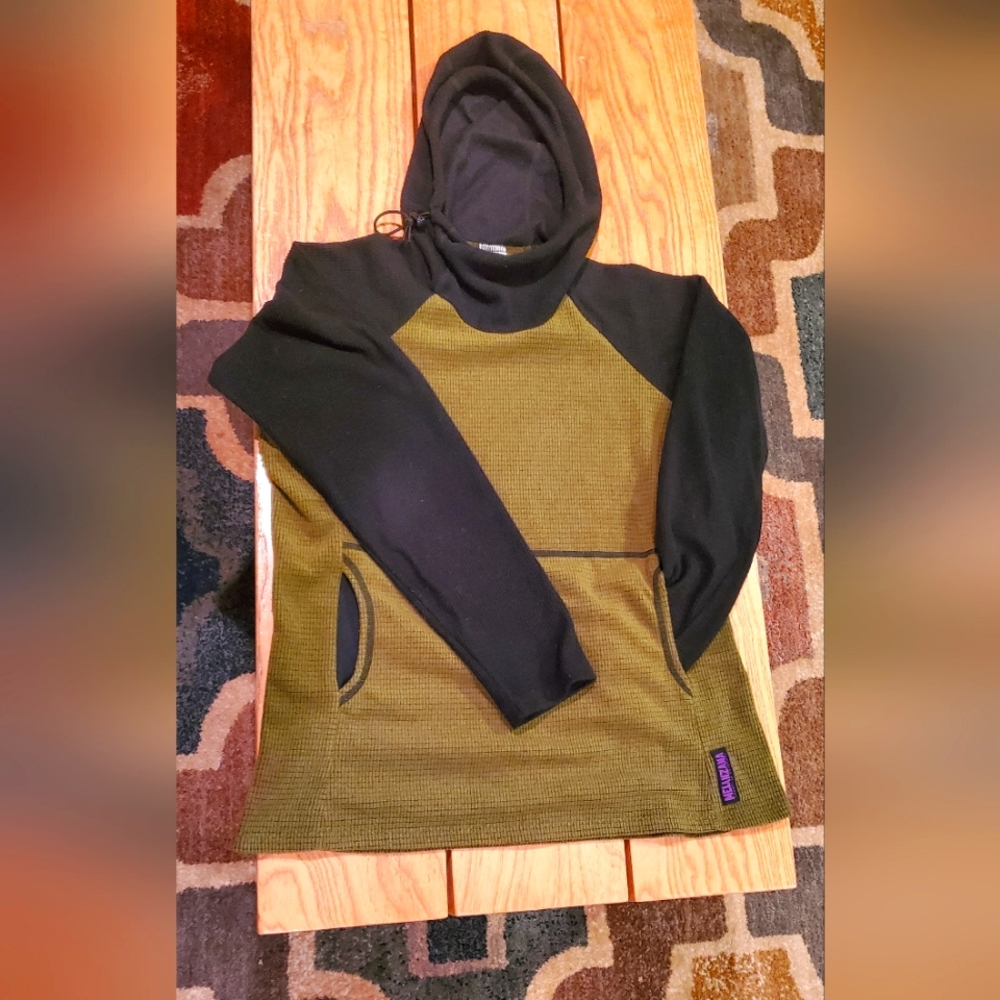 Melanzana micro grid hoodie - camo green and black